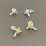 ジルコニアストーン付リボンピアス  レディースノット結び | FACION | 詳細画像2 