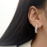 ジルコニアストーンC型フープピアス レディースシルバーゴールド | FACION | 詳細画像4 