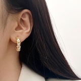 ジルコニアストーンC型フープピアス レディースシルバーゴールド | FACION | 詳細画像6 