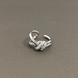 シルバー | ストーン付ノットリボンパヴェリング 指輪 結び レディース ジルコニア | FACION