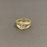 ゴールド | ストーン付C型クロスリング 指輪 ジルコニア レディース ノット | FACION