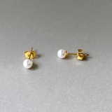 ゴールド | 一粒パールステンレススタッドピアス 真珠 両耳 | FACION