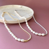 淡水パール&ストーンチェーンネックレスレディース 女性 オケージョン | FACION | 詳細画像1