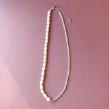 シルバー | 淡水パール&ストーンチェーンネックレスレディース 女性 オケージョン | FACION