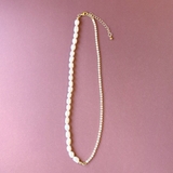 ゴールド | 淡水パール&ストーンチェーンネックレスレディース 女性 オケージョン | FACION