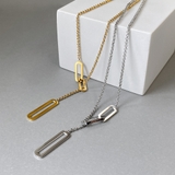 スクエアY字ロングステンレスネックレス ロングチェーン サージカルステンレス | FACION | 詳細画像2 