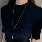 スクエアY字ロングステンレスネックレス ロングチェーン サージカルステンレス | FACION | 詳細画像6 