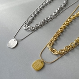 英字プレート2連ステンレスネックレス アレルギー対応 つけっぱなし | FACION | 詳細画像1 