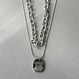 シルバー | 英字プレート2連ステンレスネックレス アレルギー対応 つけっぱなし | FACION