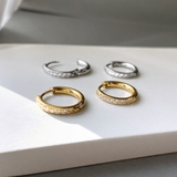 CZワンタッチステンレスフープピアス 両耳用 サージカルステンレス | FACION | 詳細画像1 