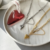 ハートデザインチェーンステンレスネックレス サージカルステンレス | FACION | 詳細画像4