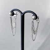 シルバー  | 2連フープチェーンステンレスピアス サージカルステンレス 金属アレルギー対応 | FACION