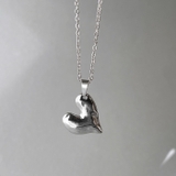 シルバー  | エンボスハートステンレスネックレス ペンダント サージカルステンレス | FACION