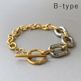 B-type | バイカラーMIXチェーンステンレスブレスレット マンテル ブレス | FACION