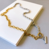 バイカラーマンテルステンレスネックレス コンビカラー アレルギー対応 | FACION | 詳細画像1