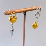 バイカラーデザインハートチェーンステンレスピアス コンビカラー アレルギー対応 | FACION | 詳細画像1 