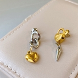 バイカラーデザインハートチェーンステンレスピアス コンビカラー アレルギー対応 | FACION | 詳細画像4 