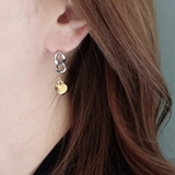 バイカラーデザインハートチェーンステンレスピアス コンビカラー アレルギー対応 | FACION | 詳細画像9 