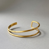 ゴールド | ダブルメタルラインステンレスブレスレット バングル アレルギー対応 | FACION