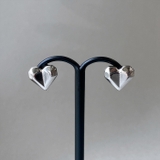 シルバー | ハートダイヤカットステンレスピアス レディース つけっぱなし | FACION