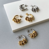 C型ステンレスリング付フープピアス バイカラー シルバー | FACION | 詳細画像6