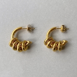 ゴールド | C型ステンレスリング付フープピアス バイカラー シルバー | FACION