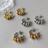 C型ステンレスリング付フープピアス バイカラー シルバー | FACION | 詳細画像3