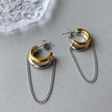 バイカラーステンレスチェーン付フープピアス シルバー ゴールド | FACION | 詳細画像5 