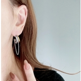 バイカラーステンレスチェーン付フープピアス シルバー ゴールド | FACION | 詳細画像7 