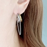 バイカラーステンレスチェーン付フープピアス シルバー ゴールド | FACION | 詳細画像9 