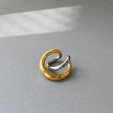 バイカラーステンレスクロスフープイヤーカフ 片耳用 イヤリング | FACION | 詳細画像6 