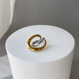 バイカラーステンレスクロスフープイヤーカフ 片耳用 イヤリング | FACION | 詳細画像1 