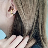 バイカラーステンレスクロスフープイヤーカフ 片耳用 イヤリング | FACION | 詳細画像11 