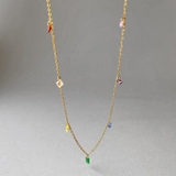 カラフルストーンステンレスネックレス アレルギー対応 つけっぱなし | FACION | 詳細画像1