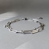 シルバー | 2連デザインチェーンステンレスブレスレット つけっぱなし アレルギー対応 | FACION