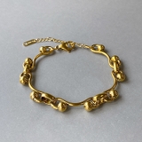 ゴールド | ウェーブドットチェーンステンレスブレスレット レディース サージカルステンレス | FACION