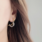 バイカラーカーブデザインステンレスフープピアス アレルギー対応 つけっぱなし | FACION | 詳細画像7