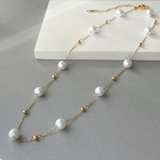 ステーションパールステンレスチェーンネックレス レディース 金属アレルギー | FACION | 詳細画像6