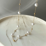 ステーションパールステンレスチェーンネックレス レディース 金属アレルギー | FACION | 詳細画像4