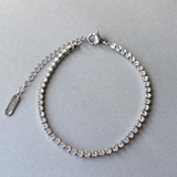 シルバー | ステンレスストーン付テニスブレスレット 金属アレルギー つけっぱなし | FACION