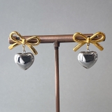 バイカラー | リボン&ハートステンレスピアス アレルギー対応 つけっぱなし | FACION