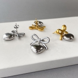 リボン&ハートステンレスピアス アレルギー対応 つけっぱなし | FACION | 詳細画像3