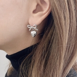 リボン&ハートステンレスピアス アレルギー対応 つけっぱなし | FACION | 詳細画像7