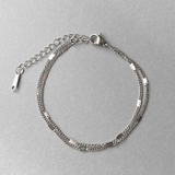 シルバー | フラットドット2連チェーンステンレスブレスレット 金属アレルギー アレルギー対応 | FACION