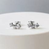 シルバー | 3PCSジルコニアミニカーブステンレスピアス 金属アレルギー対応 サージカルステ… | FACION