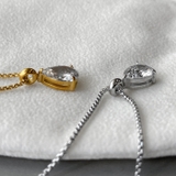 大粒ドロップキュービックジルコニアステンレスネックレス レディース つけっぱなし | FACION | 詳細画像3 