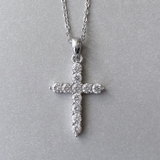 シルバー | ジルコニアクロスモデルステンレスネックレス 金属アレルギー対応 つけっぱなし | FACION