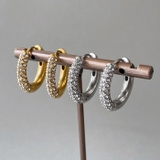 パヴェジルコニアステンレスワンタッチフープピアス 両耳用 アレルギー対応 | FACION | 詳細画像4 