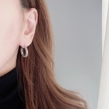 パヴェジルコニアステンレスワンタッチフープピアス 両耳用 アレルギー対応 | FACION | 詳細画像6 