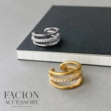 ストーン付スリーラインステンレスイヤーカフ レディース イヤリング | FACION | 詳細画像5